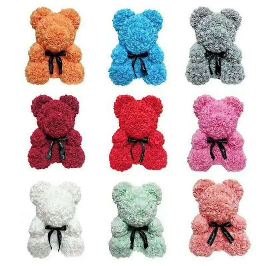 Ours en peluche de 25 cm Fleur de rose