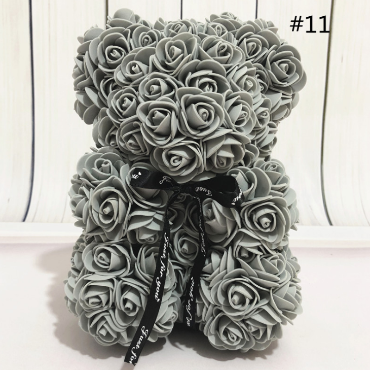 Ours en peluche de 25 cm Fleur de rose