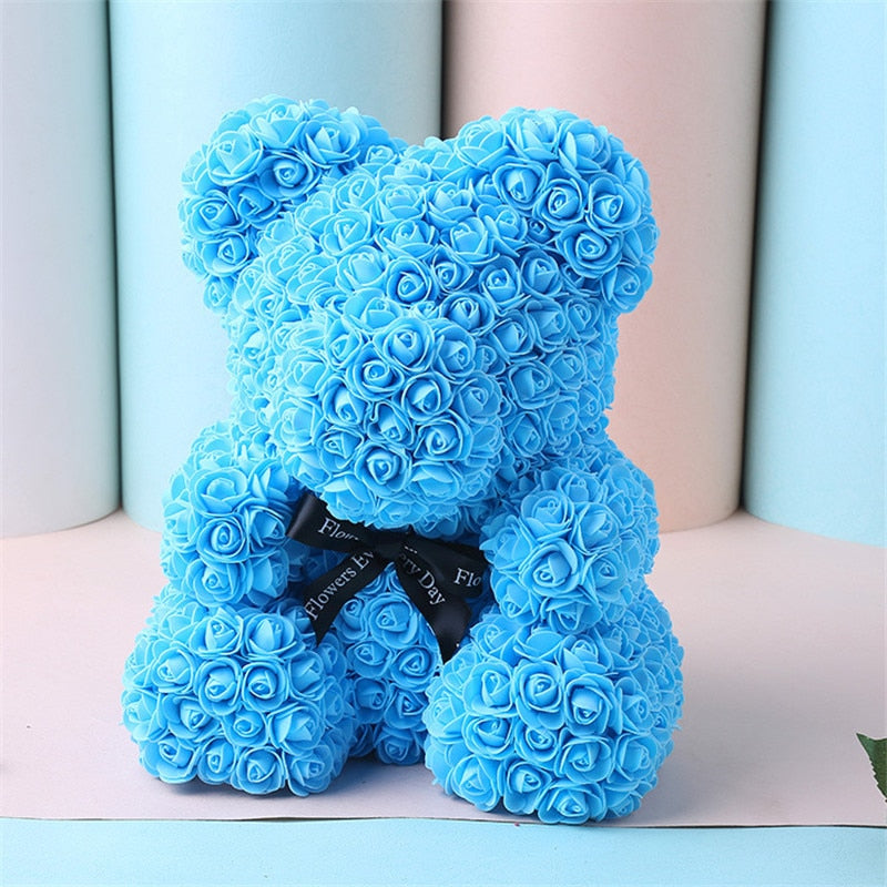 Ours en peluche de 25 cm Fleur de rose