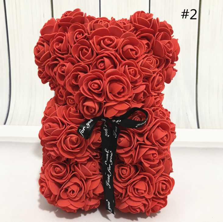 Ours en peluche de 25 cm Fleur de rose