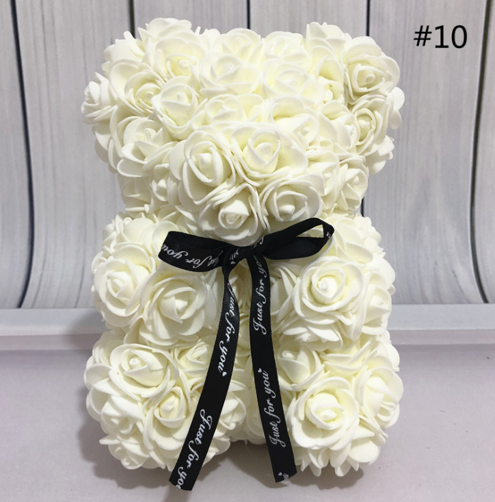 Ours en peluche de 25 cm Fleur de rose