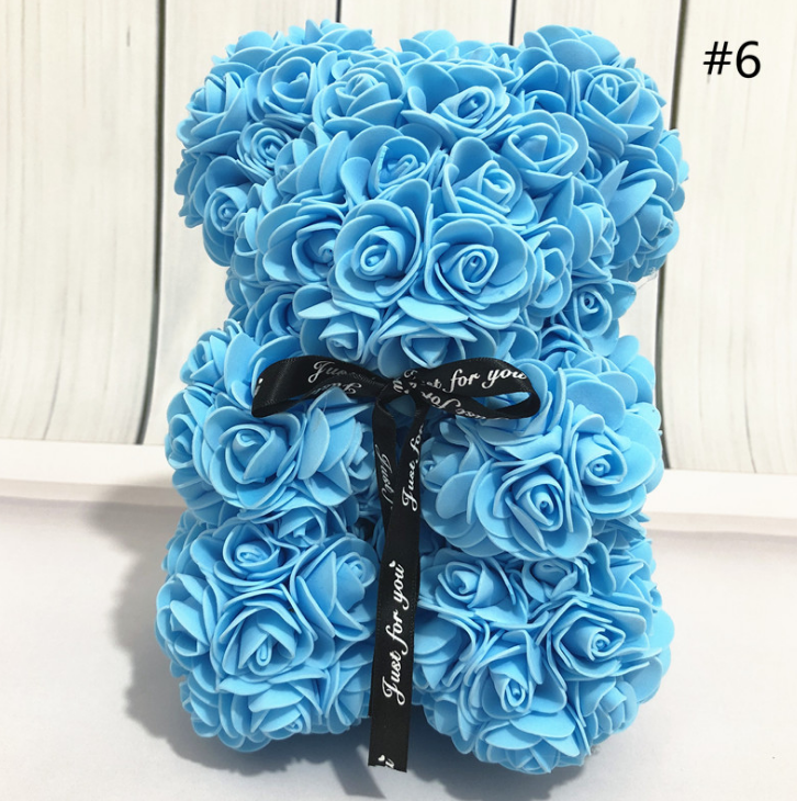 Ours en peluche de 25 cm Fleur de rose