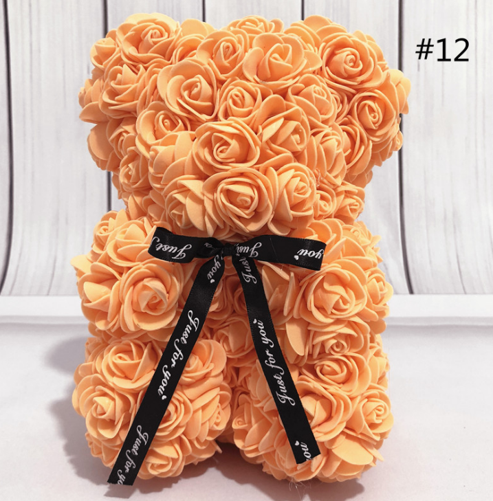 Ours en peluche de 25 cm Fleur de rose