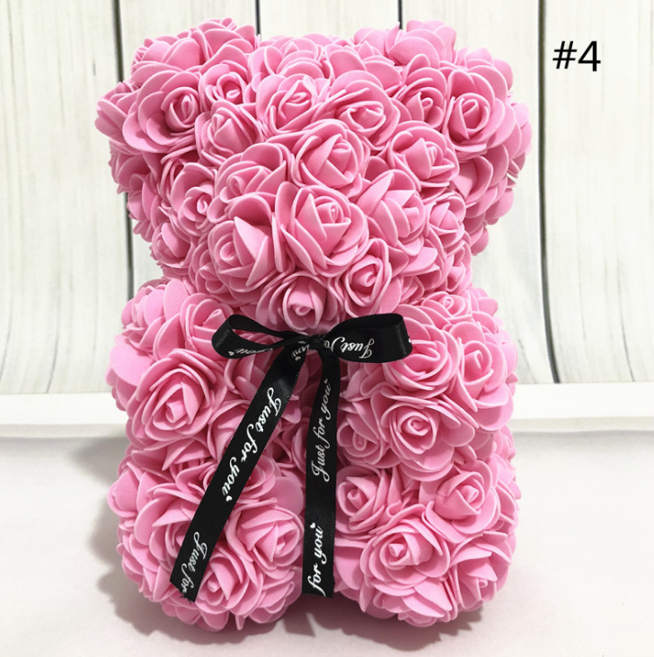 Ours en peluche de 25 cm Fleur de rose