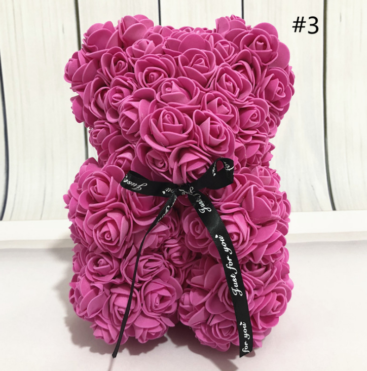 Ours en peluche de 25 cm Fleur de rose