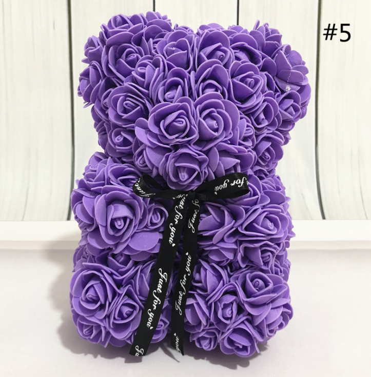 Ours en peluche de 25 cm Fleur de rose