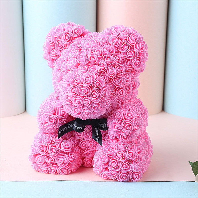 Ours en peluche de 25 cm Fleur de rose