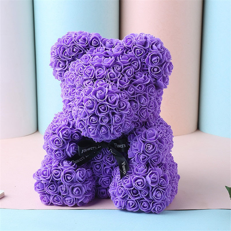 Ours en peluche de 25 cm Fleur de rose